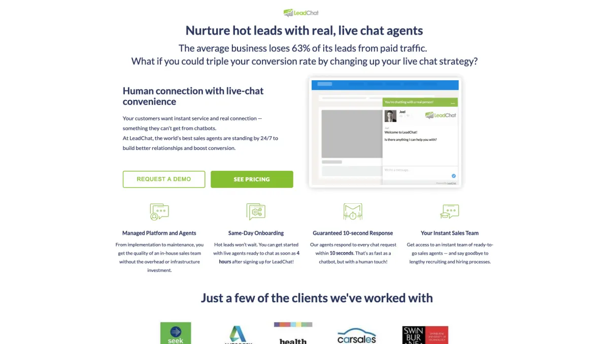 Interface LeadChat : image, ergonomie, alternatives Interface LeadChat : image, ergonomie, alternatives