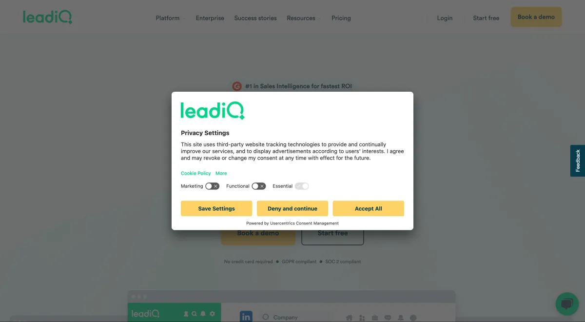 Interface LeadIQ : fonctionnalités, prix, alternatives