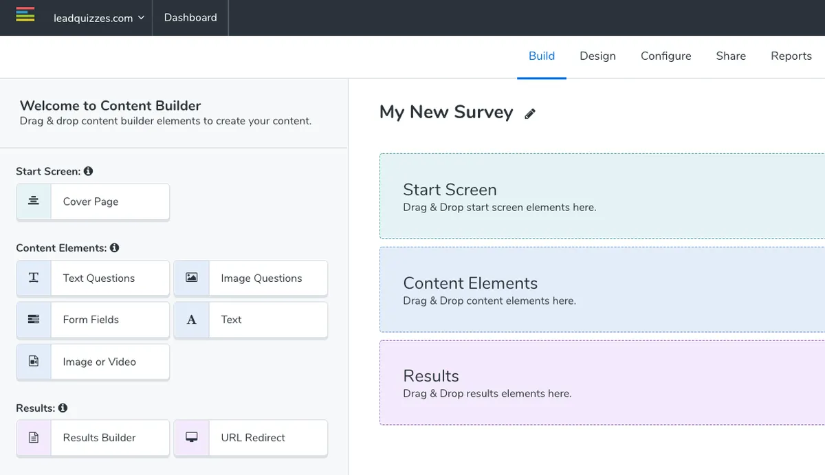 Interface LeadQuizzes: fonctionnalités, prix, alternatives