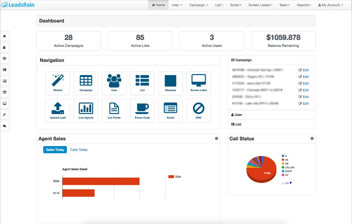 Notre avis sur LeadsRain : un logiciel pour centre d'appel (call center) à découvrir