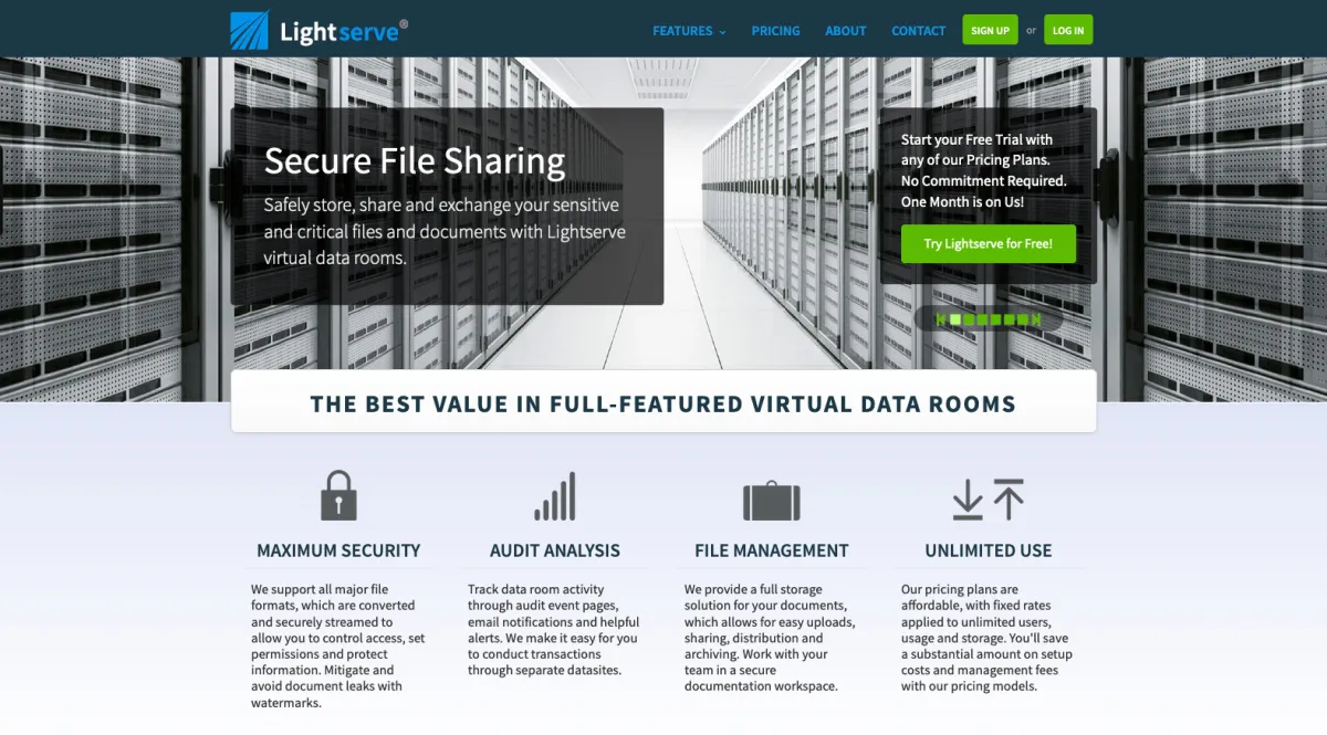 Notre avis sur Lightserve : un logiciel de virtual data room (VDR: salle de données virtuelles) à découvrir