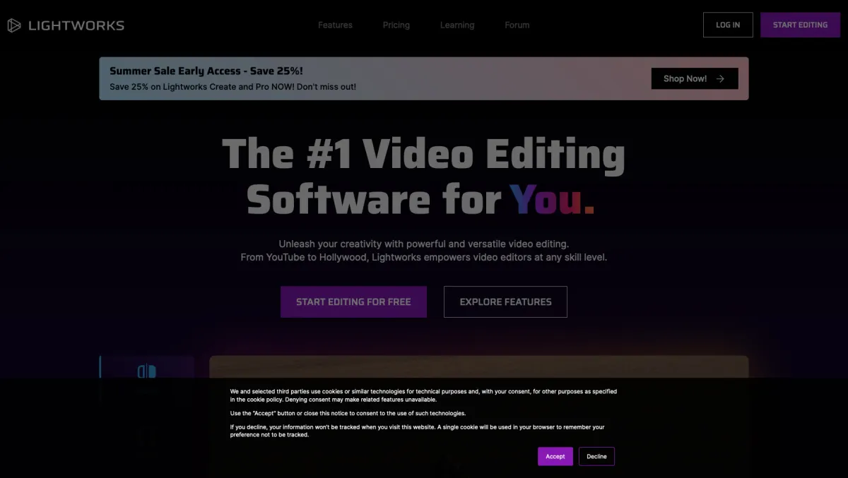 Interface Lightworks : fonctionnalités, prix, alternatives