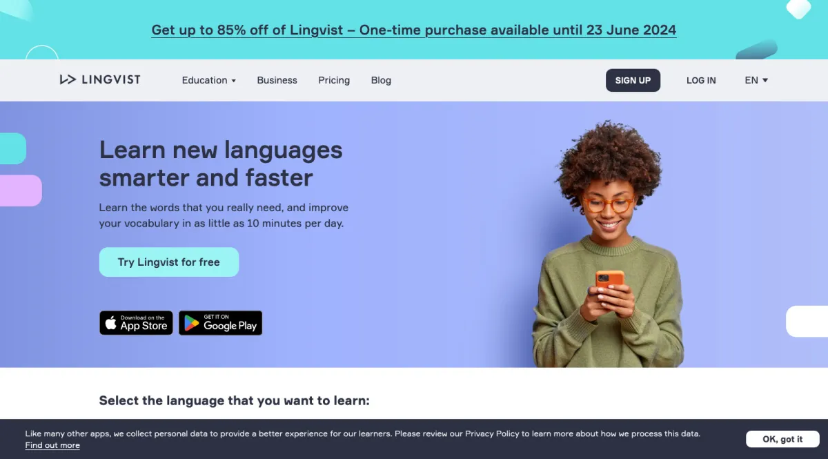 Interface Lingvist : image, ergonomie, alternatives Interface Lingvist : image, ergonomie, alternatives