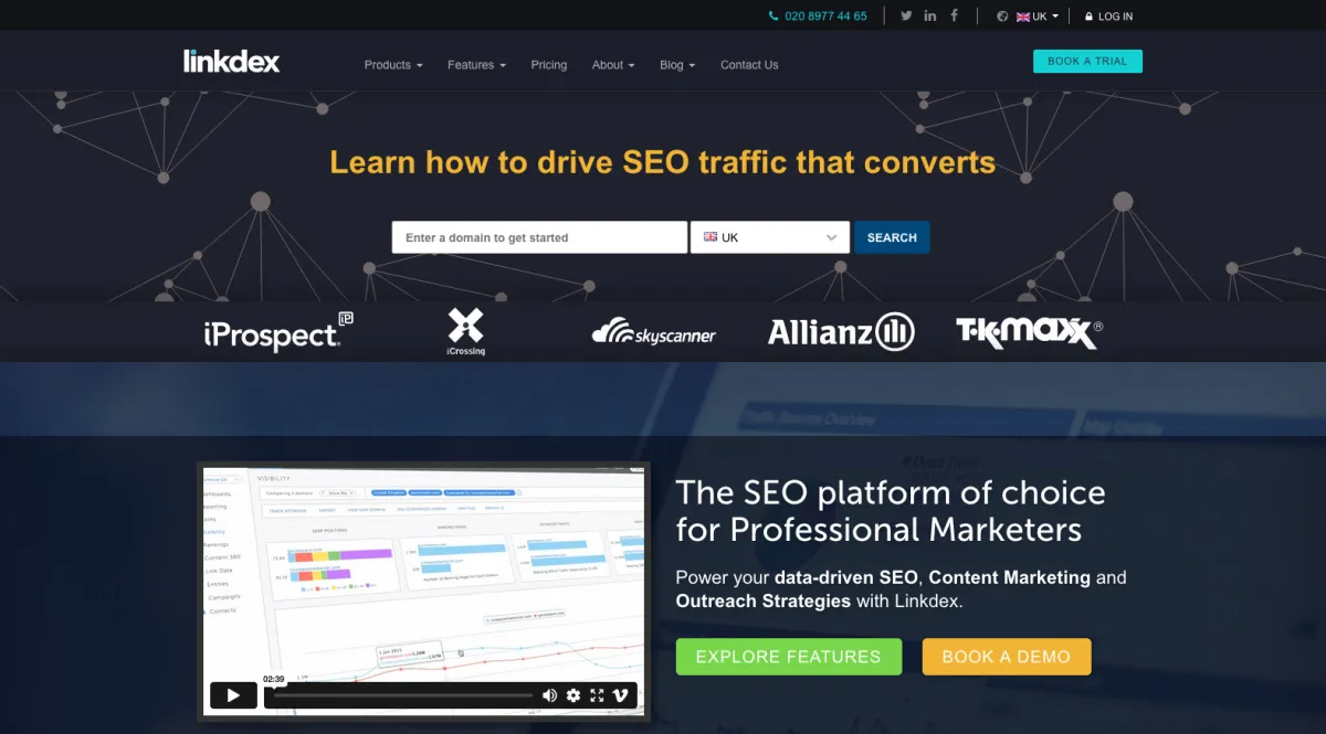 Interface Linkdex : fonctionnalités, prix, alternatives