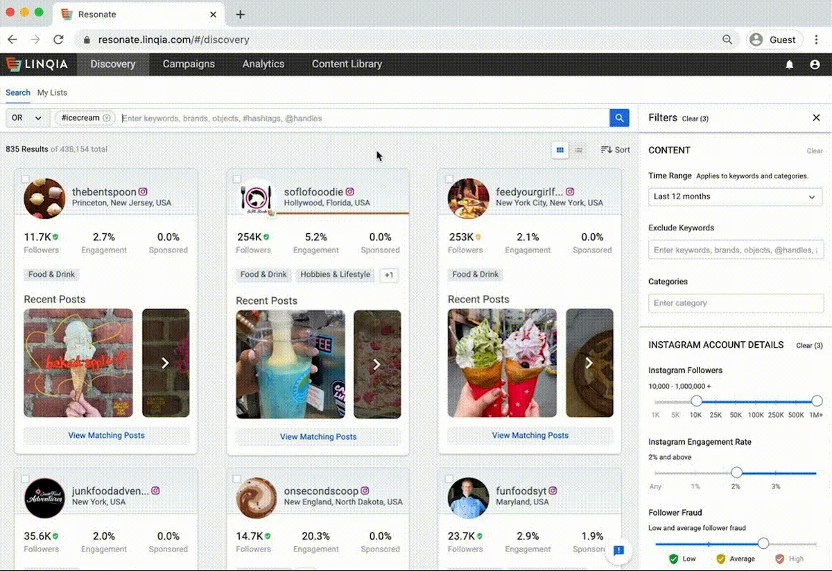 Interface Linqia: fonctionnalités, prix, alternatives