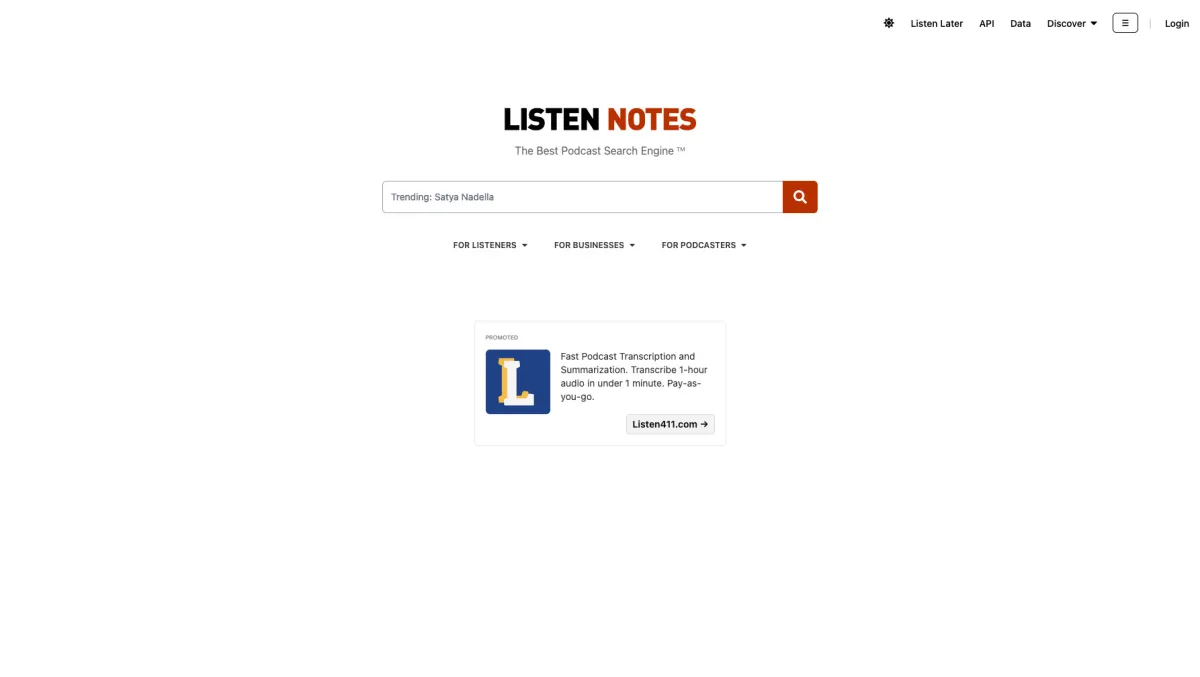 Interface Listen Notes : image, ergonomie, alternatives Interface Listen Notes : image, ergonomie, alternatives