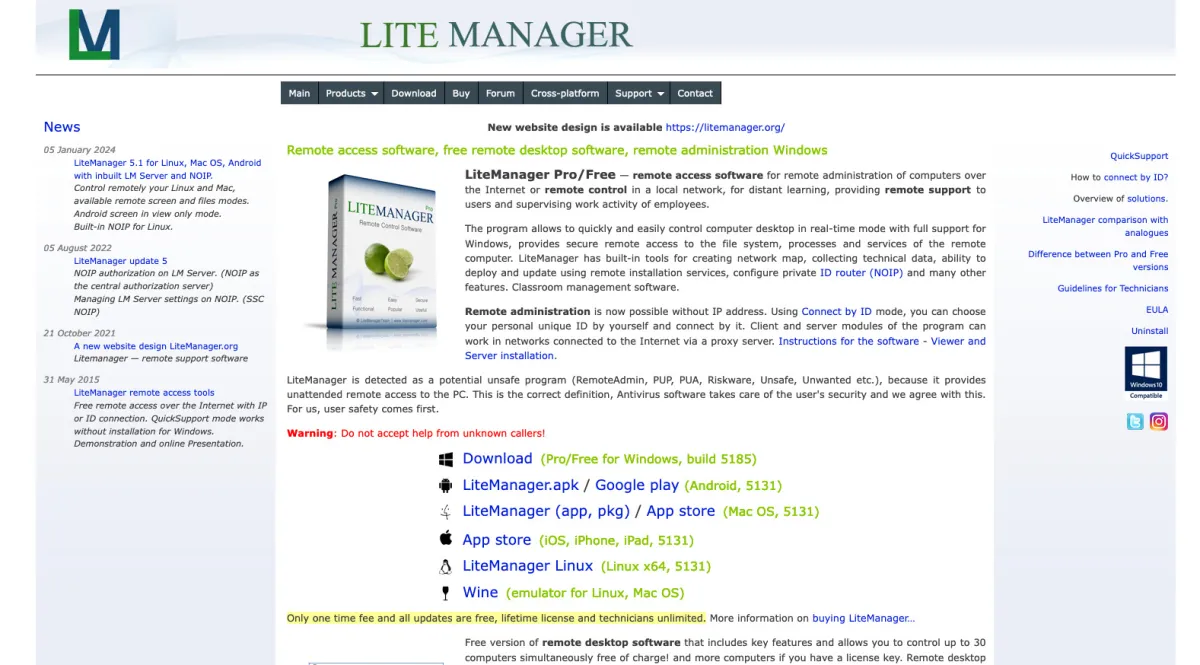 Interface LiteManager : fonctionnalités, prix, alternatives