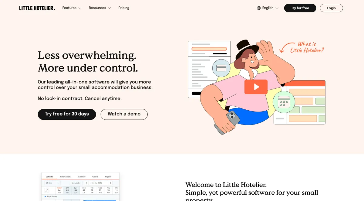 Interface Little Hotelier : image, ergonomie, alternatives