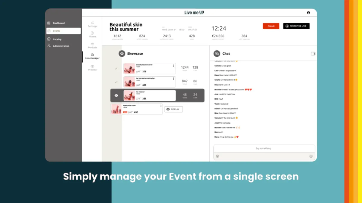 Interface Live Me Up: fonctionnalités, prix, alternatives
