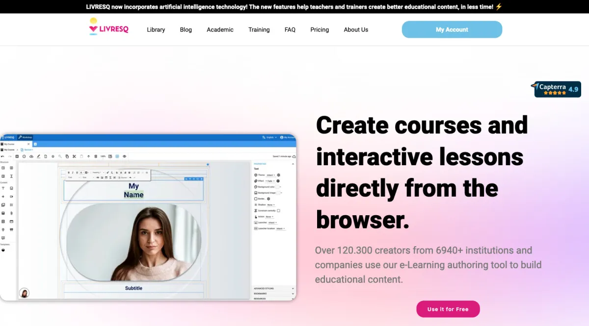 Interface LIVRESQ : image, ergonomie, alternatives