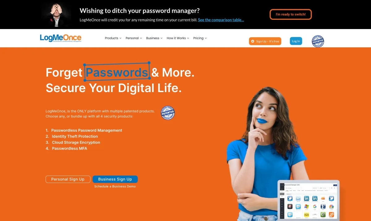Interface LogmeOnce Password Manager : image, ergonomie, alternatives