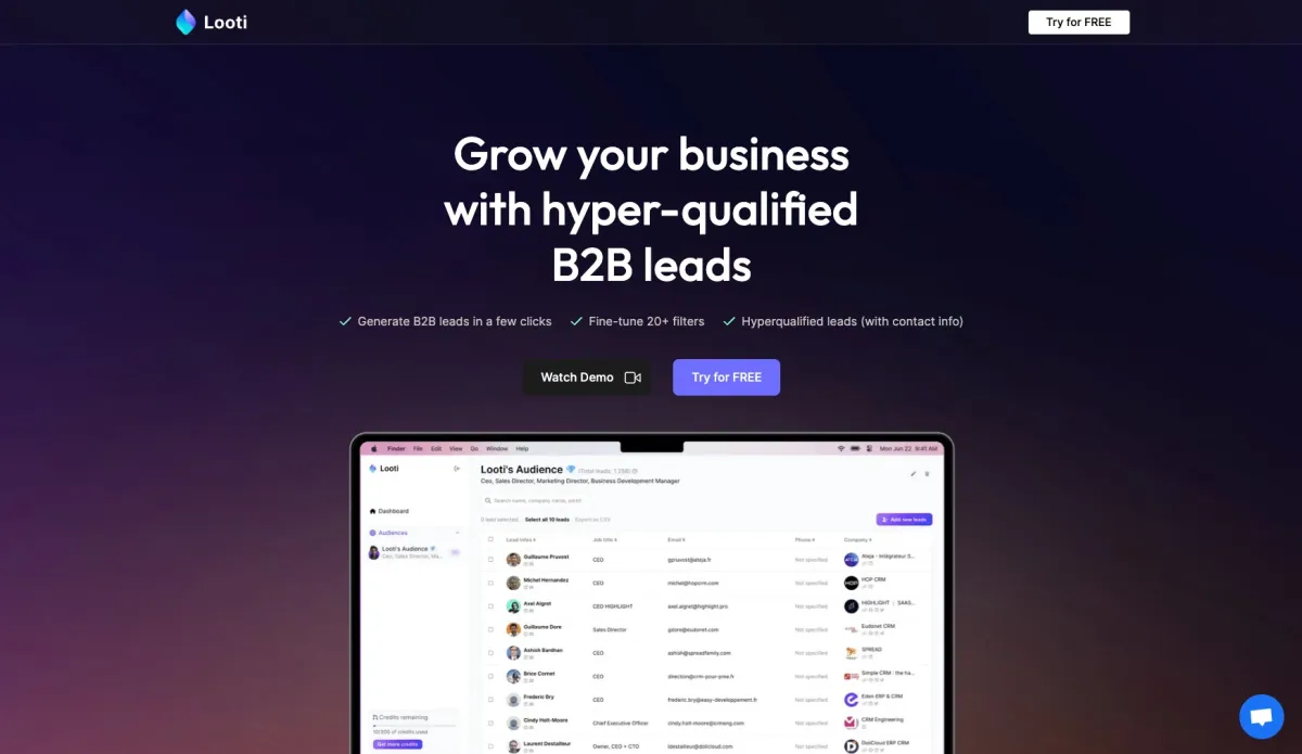 Interface Looti.io : fonctionnalités, prix, alternatives