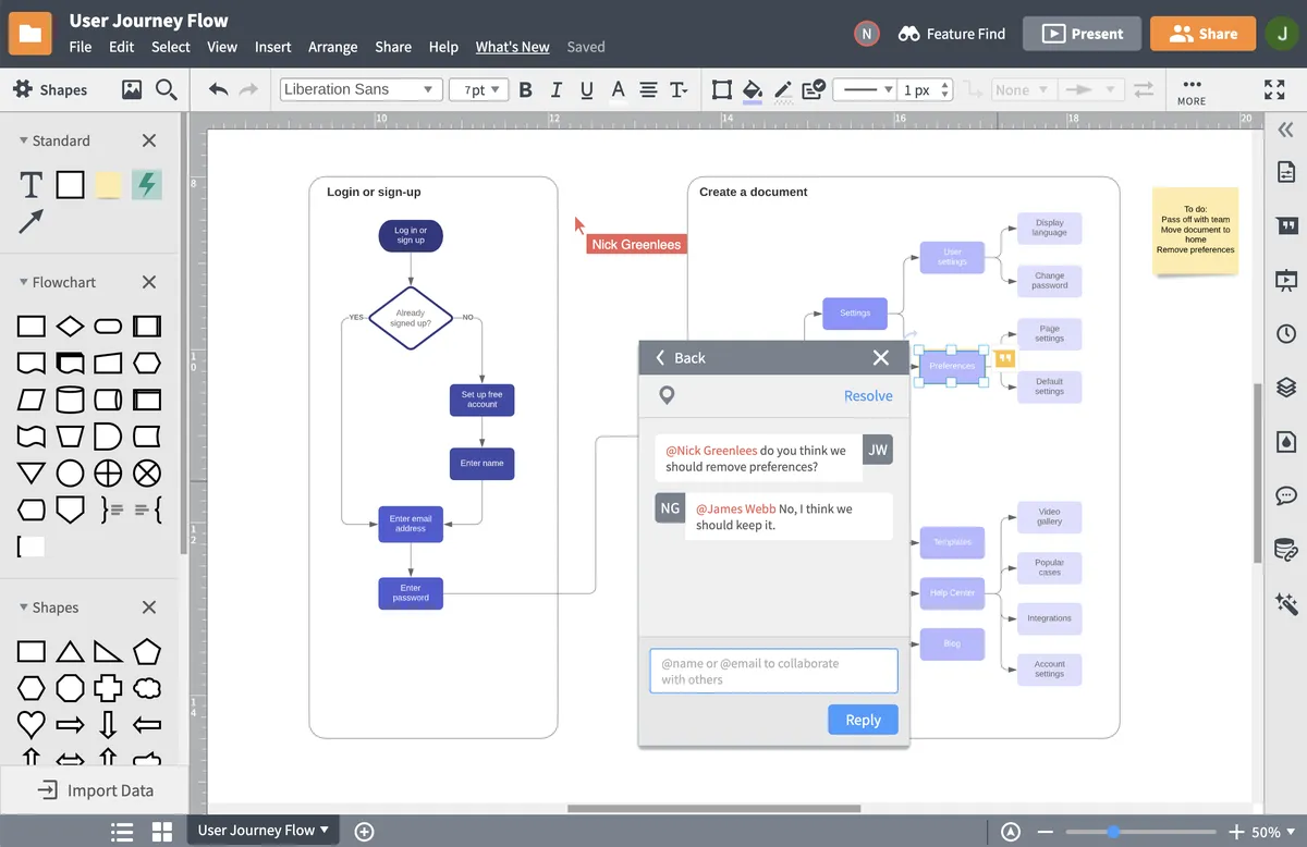 Interface Lucidchart: fonctionnalités, prix, alternatives