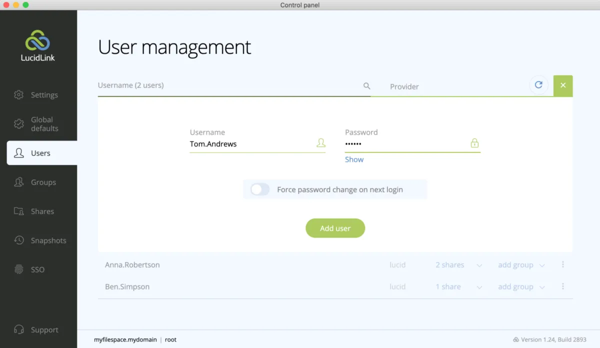 Interface LucidLink: fonctionnalités, prix, alternatives