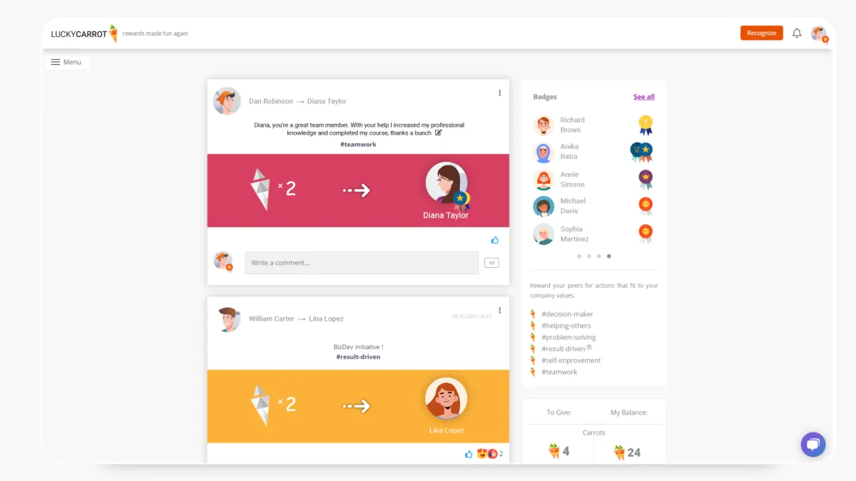 Notre avis sur Lucky Carrot : un logiciel d'engagement collaborateur (employee engagement) à découvrir Notre avis sur Lucky Carrot : un logiciel d'engagement collaborateur (employee engagement) à découvrir