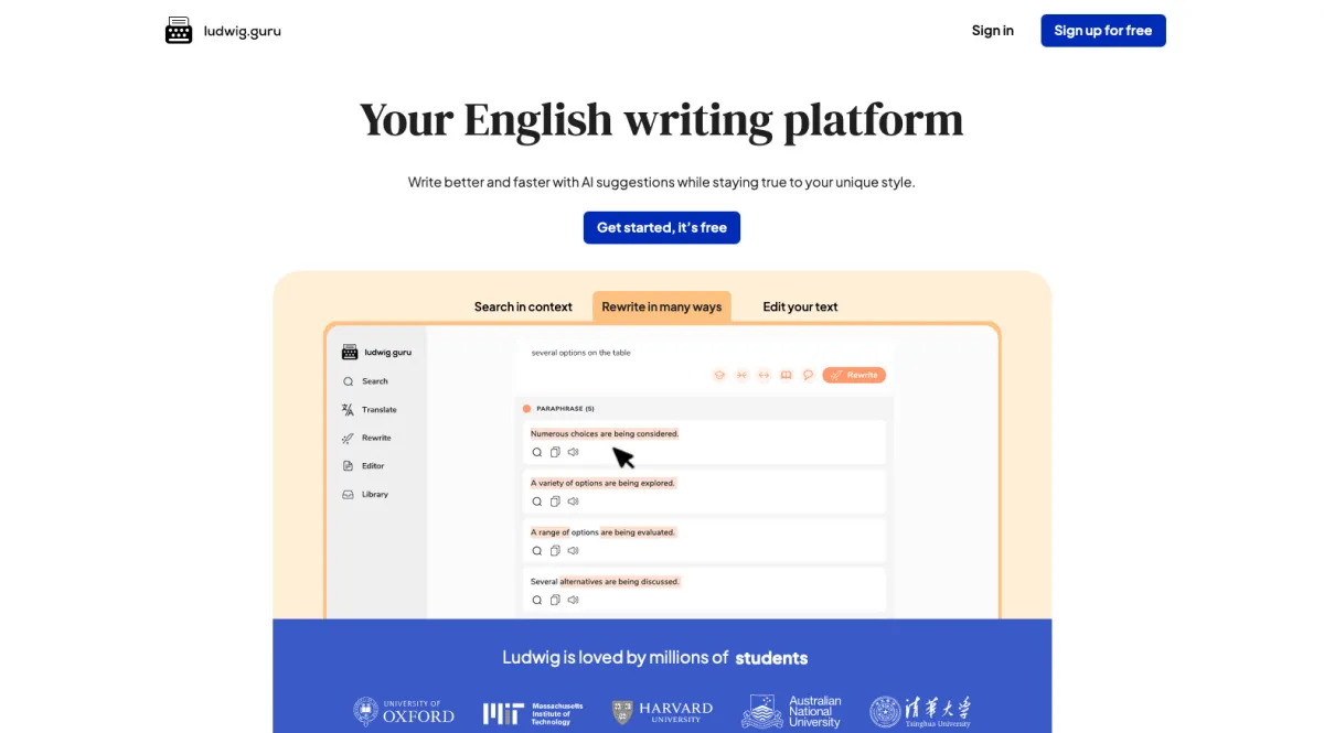 Interface Ludwig.guru : image, ergonomie, alternatives