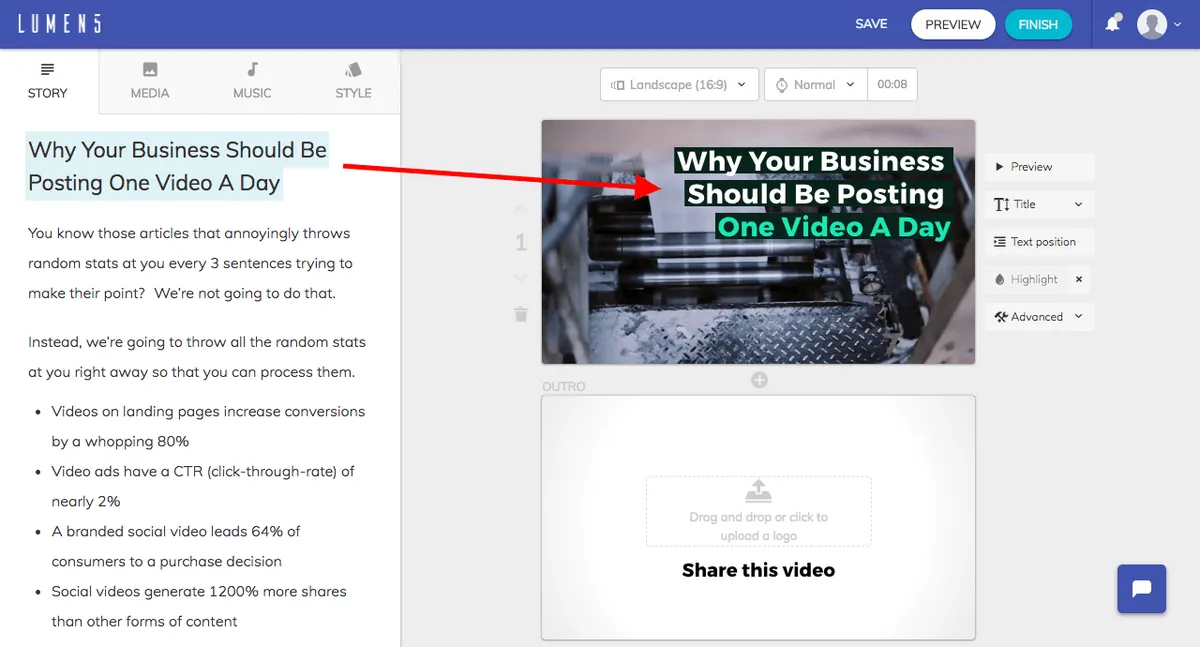 Lumen5: avis sur le logiciel de montage vidéo: fonctionnalités, avantages, inconvénients et tarifs