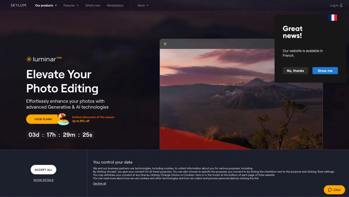 Interface Luminar Neo : fonctionnalités, prix, alternatives