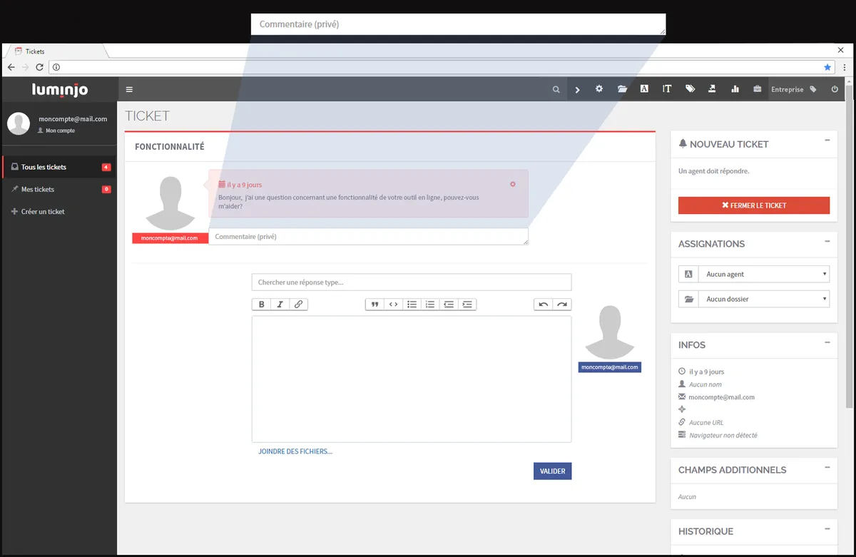 Luminjo: avis sur le logiciel helpdesk (centre d'assistance / hot line): fonctionnalités, avantages, inconvénients et tarifs Luminjo: avis sur le logiciel helpdesk (centre d'assistance / hot line): fonctionnalités, avantages, inconvénients et tarifs