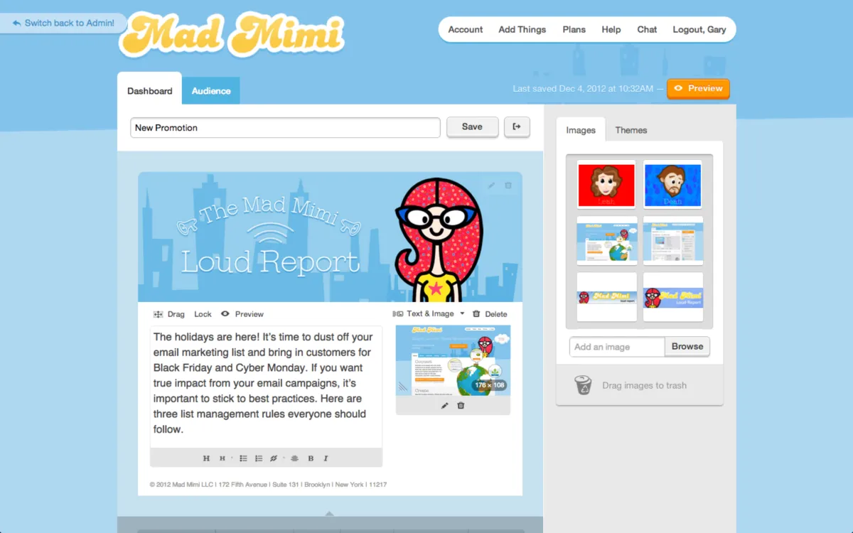 Interface Mad Mimi: fonctionnalités, prix, alternatives