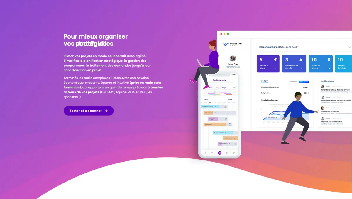 Interface maestroPROJET : fonctionnalités, prix, alternatives