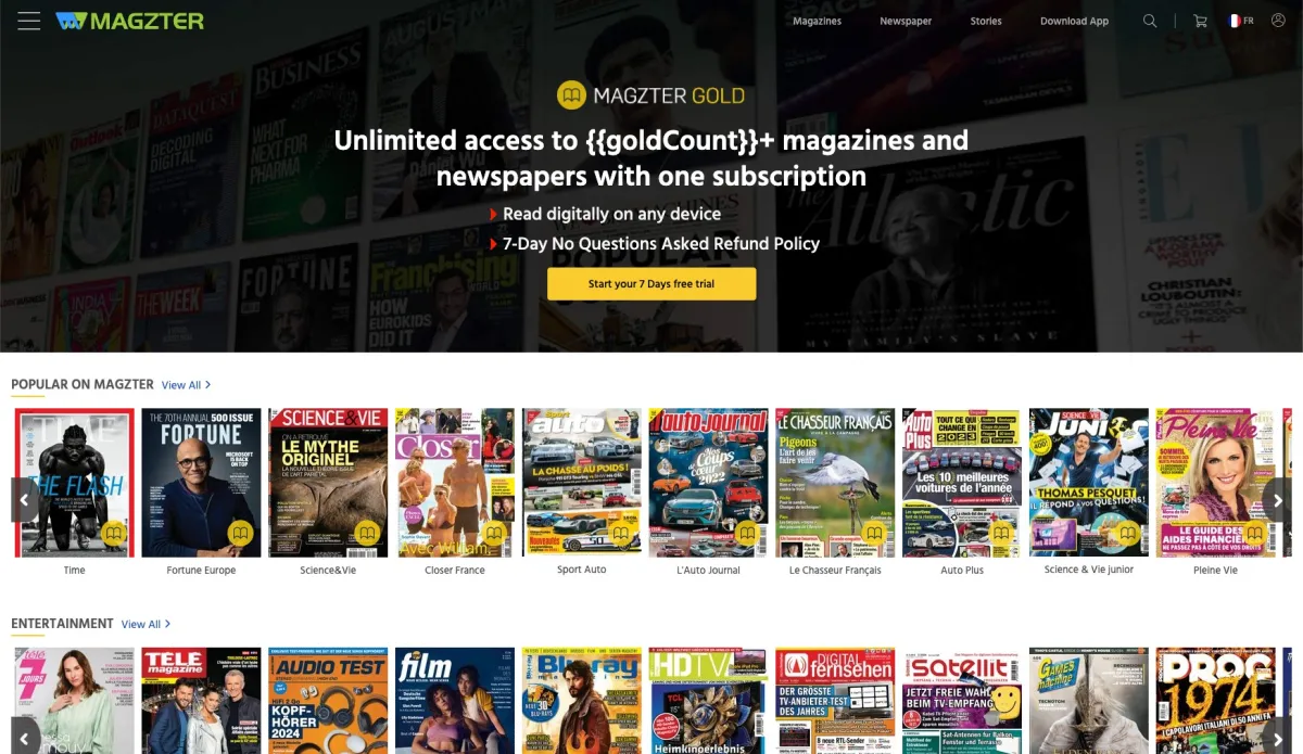Interface Magzter : image, ergonomie, alternatives