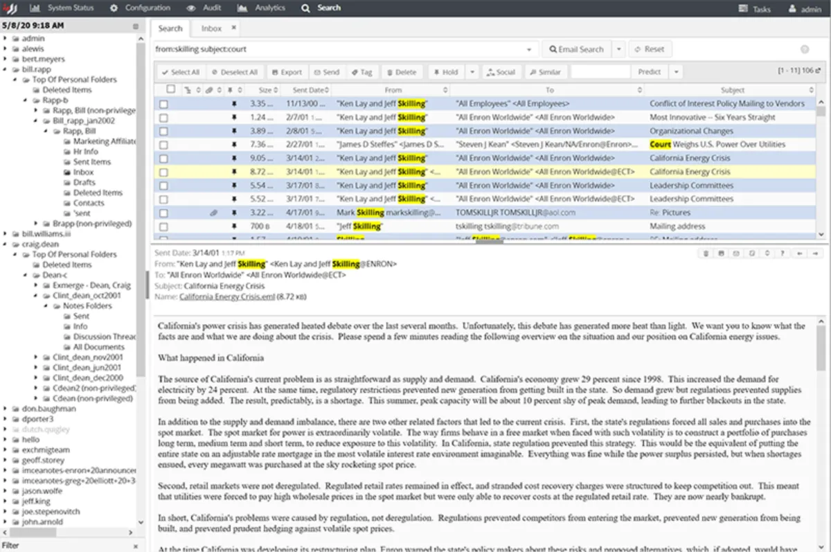 Interface MailArchiva: fonctionnalités, prix, alternatives