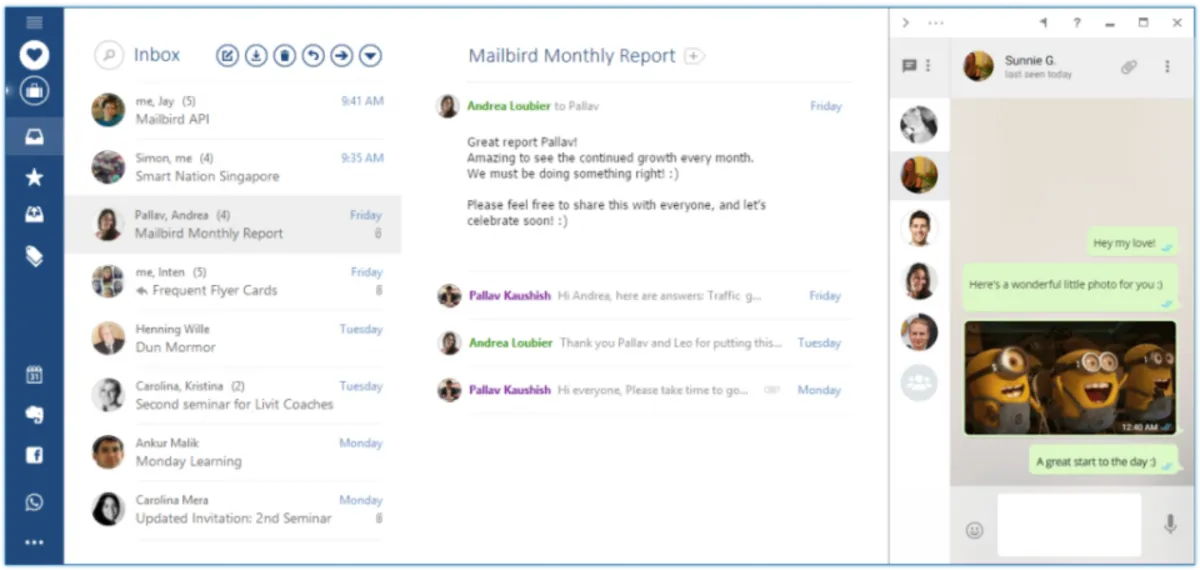 Comparez les fonctionnalités, avis utilisateurs et prix de nombreuses messageries électroniques et webmail comme Mailbird 
