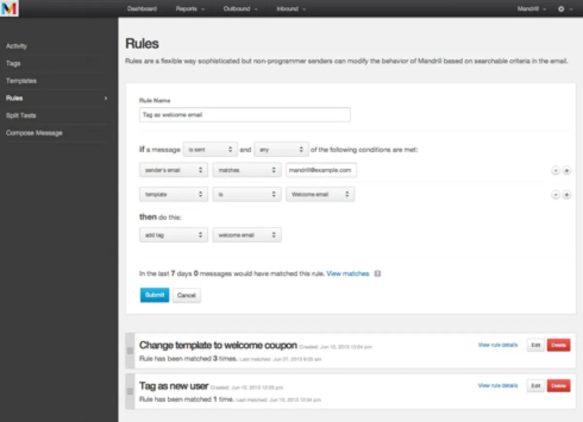 Interface Mailchimp Transactional Email: image, ergonomie, alternatives Interface Mailchimp Transactional Email: image, ergonomie, alternatives