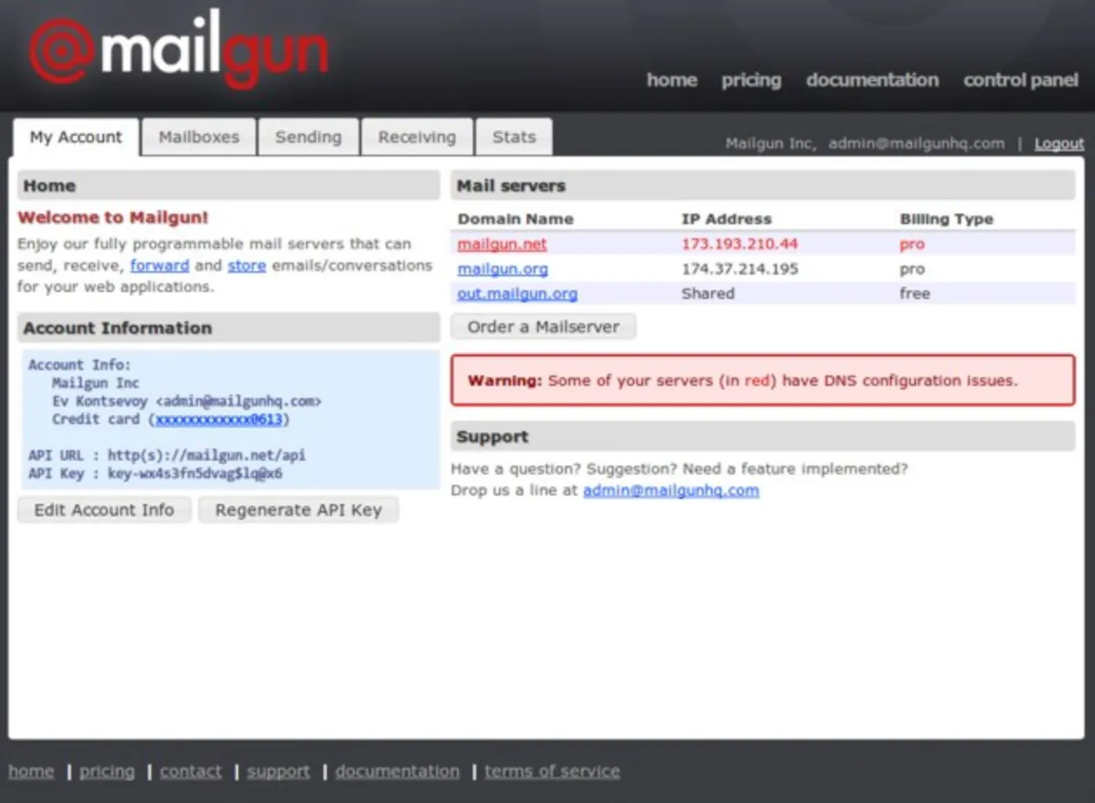 Interface Mailgun: image, ergonomie, alternatives Interface Mailgun: image, ergonomie, alternatives