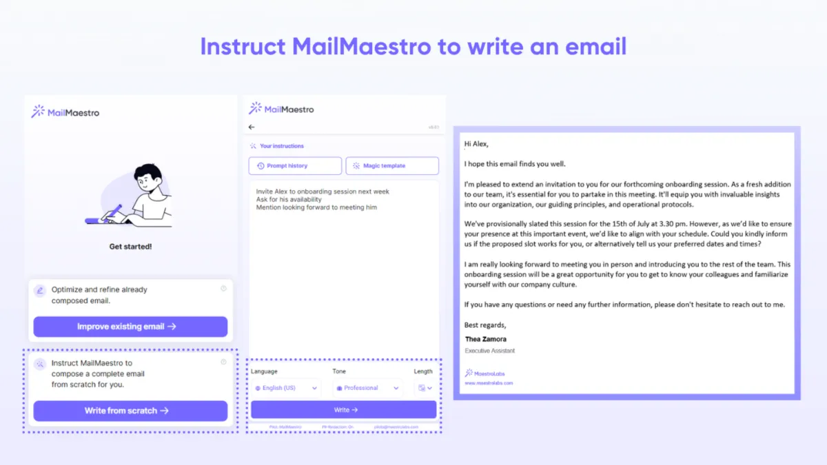 Interface MailMaestro: image, ergonomie, alternatives