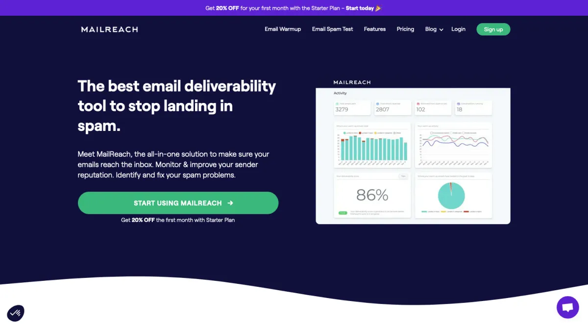 Interface MailReach : fonctionnalités, prix, alternatives