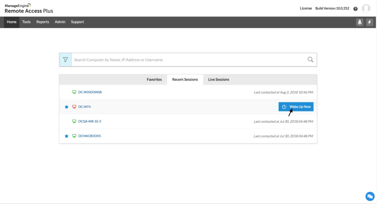 Interface ManageEngine Remote Access Plus: image, ergonomie, alternatives Interface ManageEngine Remote Access Plus: image, ergonomie, alternatives