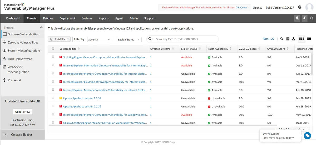 Notre avis sur ManageEngine Vulnerability Manager Plus : un logiciel de conformité (compliance) à découvrir