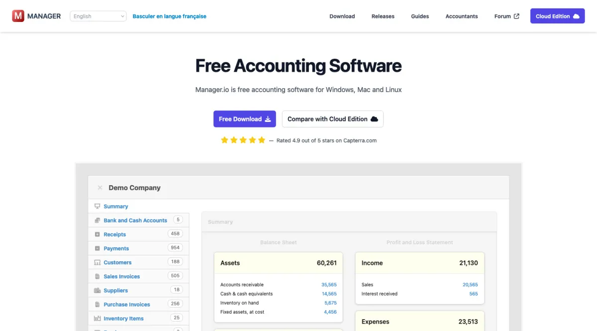 Interface Manager.io : image, ergonomie, alternatives