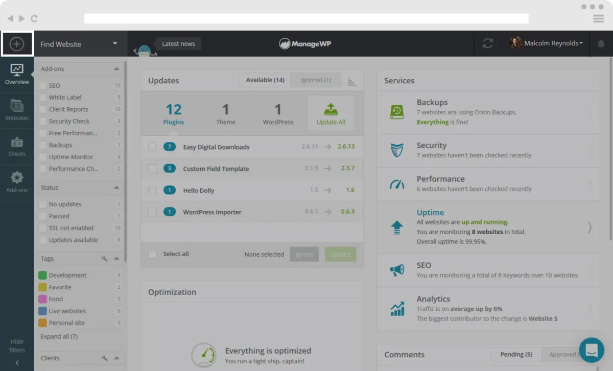 Notre avis sur ManageWP : un logiciel de monitoring de site web à découvrir
