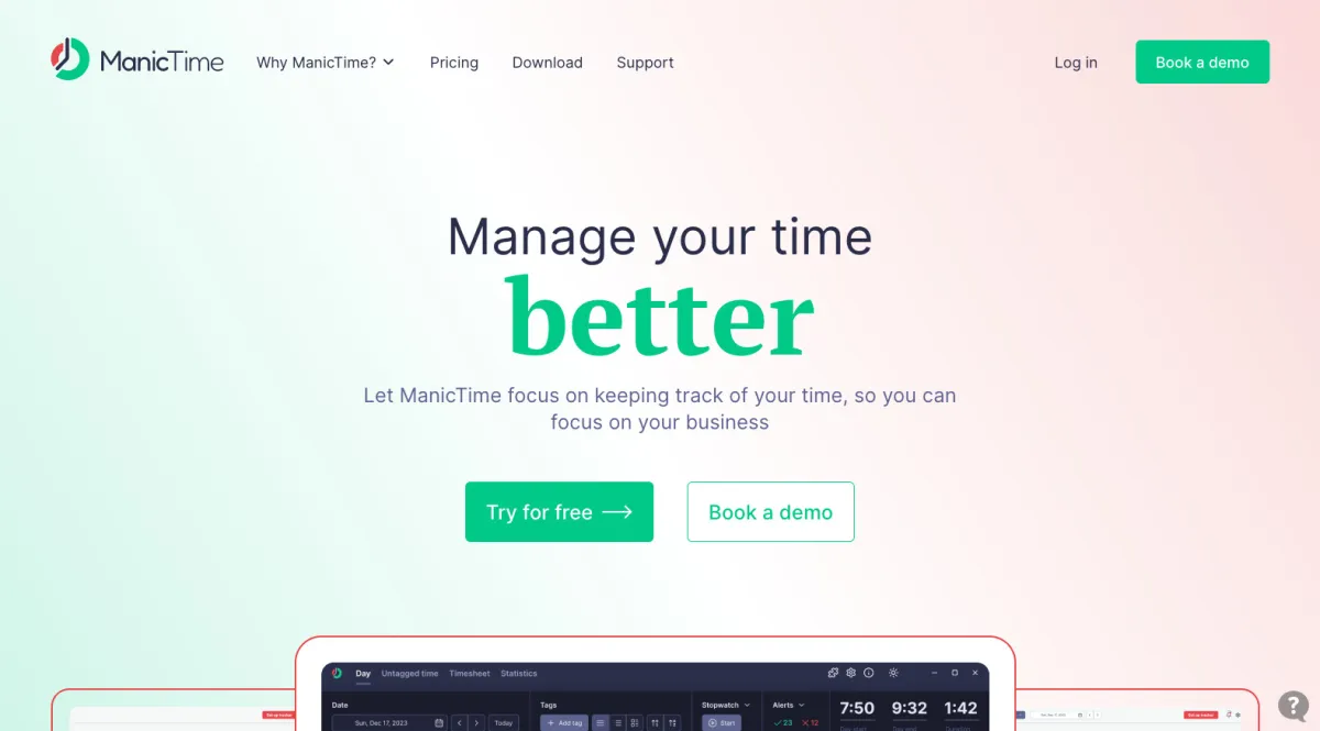Interface ManicTime : fonctionnalités, prix, alternatives
