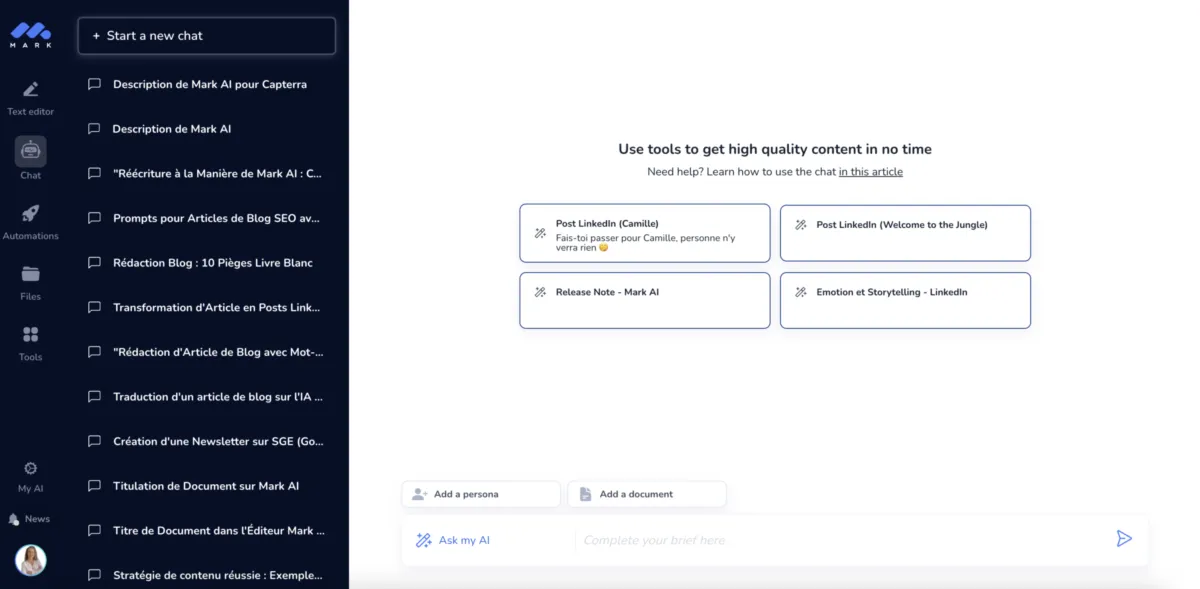 Interface MarkCopy: fonctionnalités, prix, alternatives