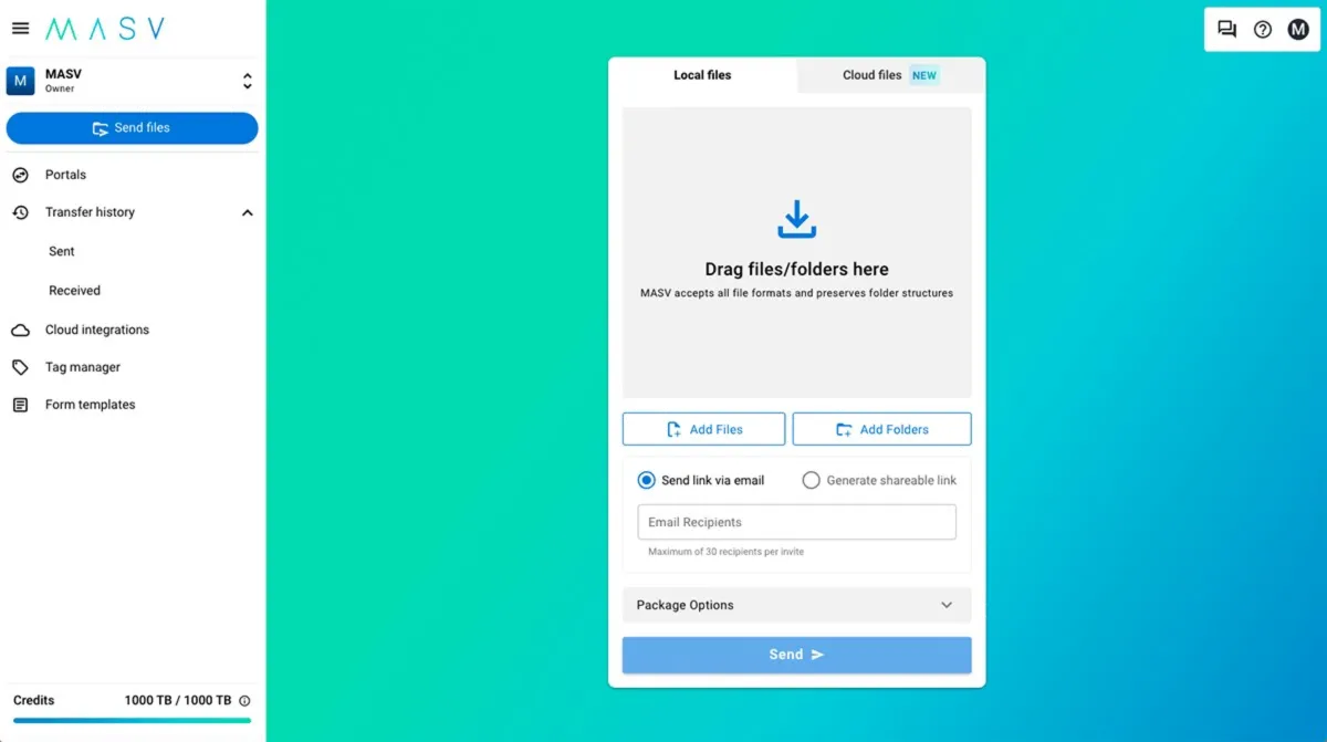 Interface MASV: fonctionnalités, prix, alternatives
