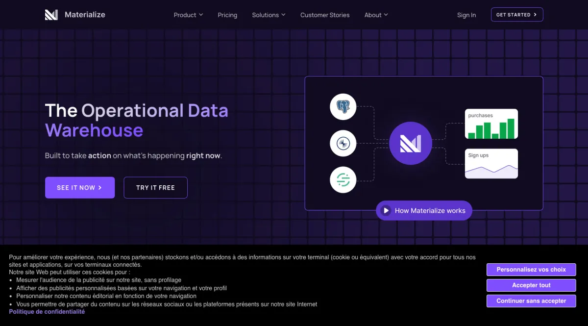 Interface Materialize : fonctionnalités, prix, alternatives