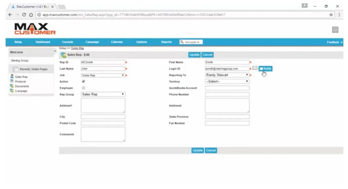 Interface Maxcustomer: fonctionnalités, prix, alternatives