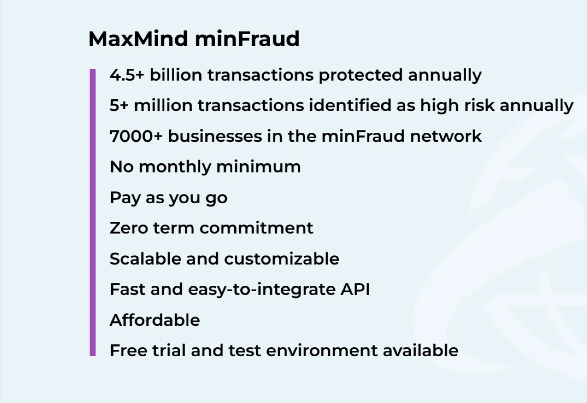 Notre avis sur MaxMind minFraud : un logiciel de gestion des risques financiers à découvrir