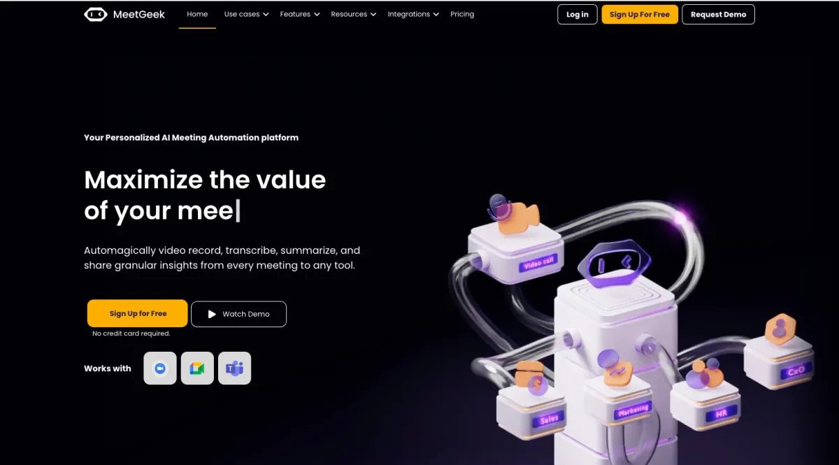 Interface Meetgeek.ai : fonctionnalités, prix, alternatives