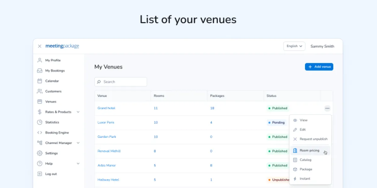 Notre avis sur MeetingPackage : un logiciel de gestion de site événementiel (venue management) à découvrir