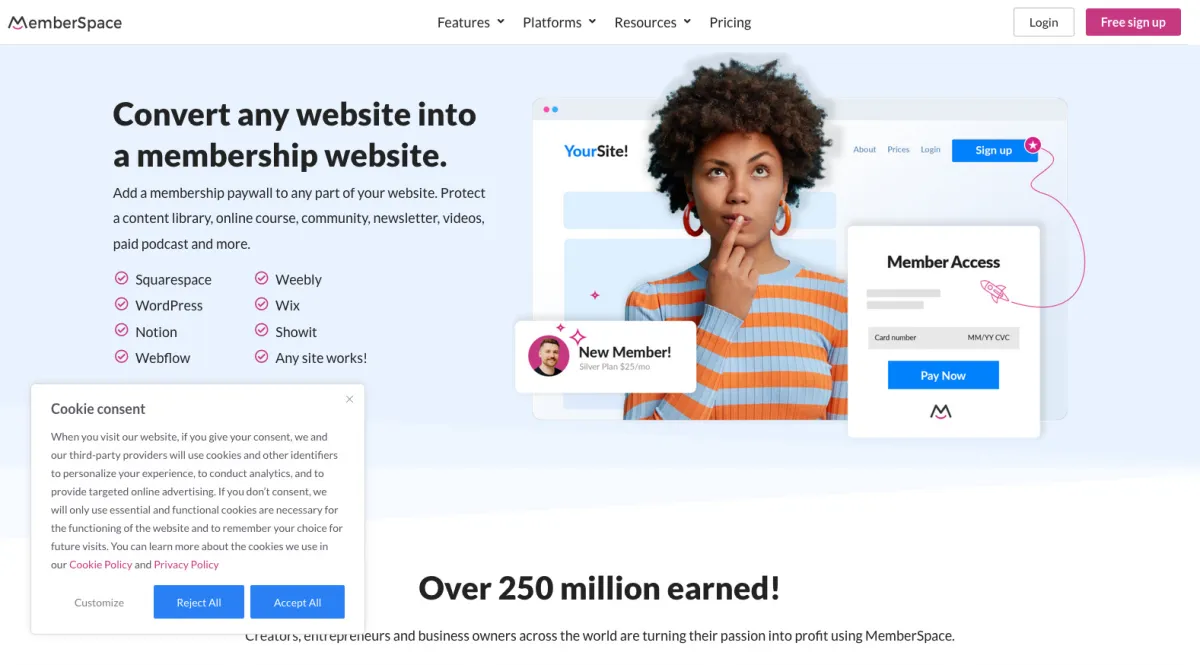 Interface MemberSpace : fonctionnalités, prix, alternatives