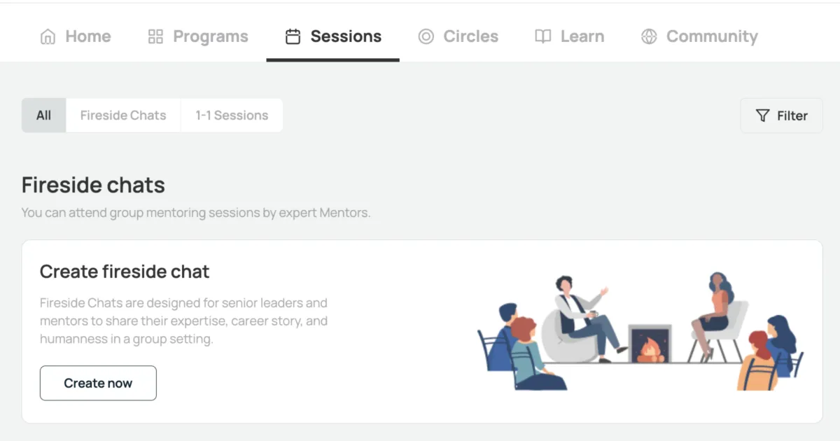 Interface MentorCloud: fonctionnalités, prix, alternatives
