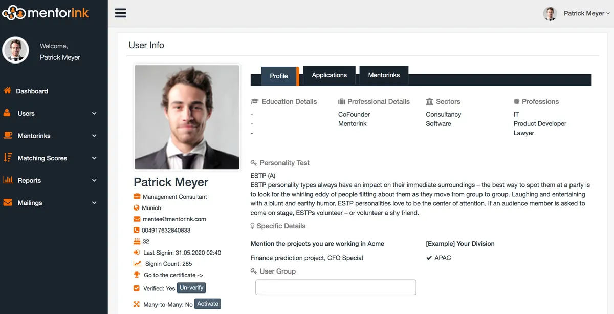 Interface Mentorink: fonctionnalités, prix, alternatives