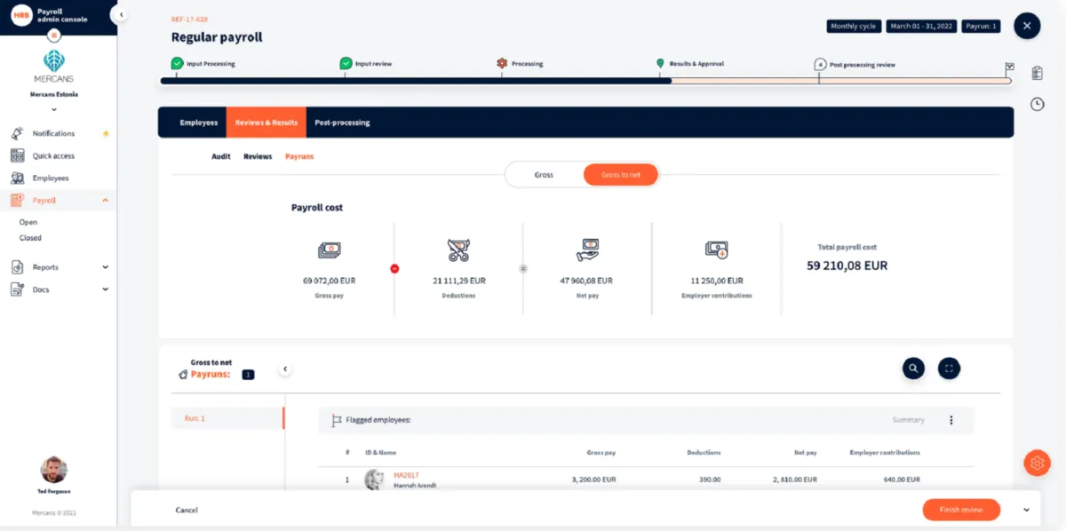 Interface Mercans HR Blizz: fonctionnalités, prix, alternatives