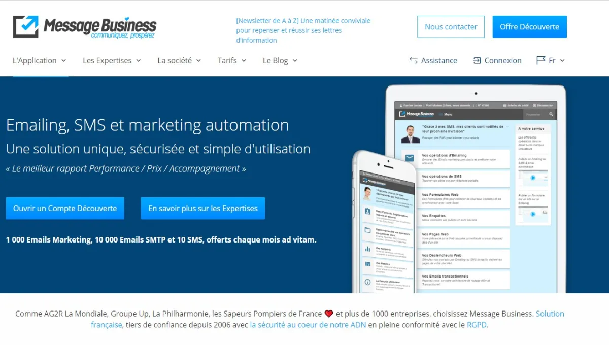 Notre avis sur Message Business : un logiciel d'emailing et newsletters (marketing par email) à découvrir