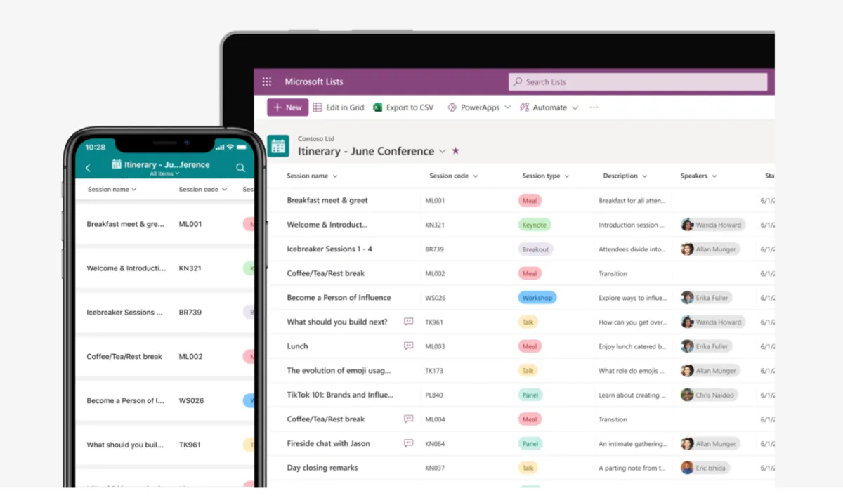 Interface Microsoft Lists: fonctionnalités, prix, alternatives